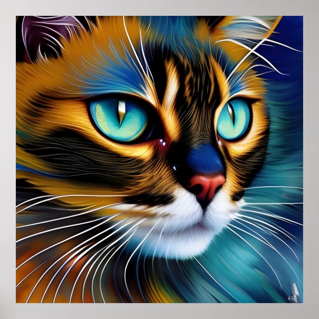 Poster O rosto de um belo ponto de Lynx Siamese (Frente)