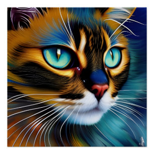 Pôster O rosto de um belo ponto de Lynx Siamese