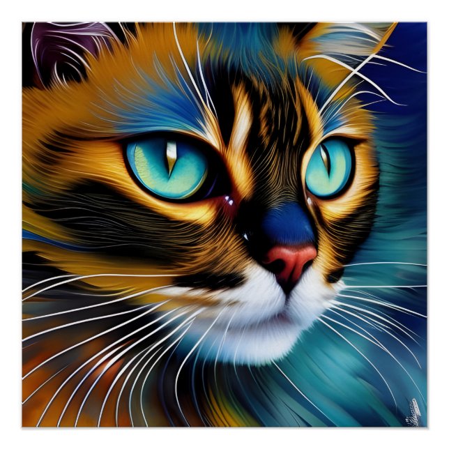 Pôster O rosto de um belo ponto de Lynx Siamese (Frente)