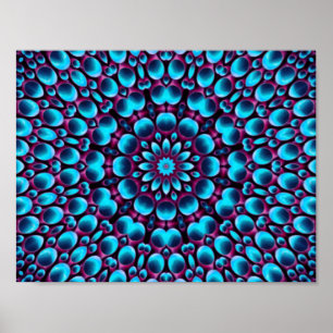 Poster O roxo conduz o caleidoscópio azul do Fractal do
