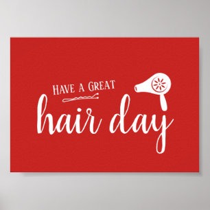 Poster O Salão De Cabelo Tem Um Excelente Vermelho Elegan