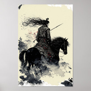 Poster O Samurai e sua Arte da Parede dos Cavalos