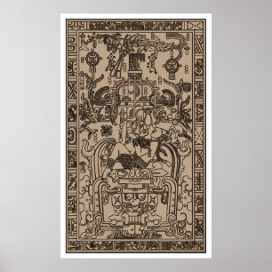 Poster O sarcófago de Pacal - nave espacial maia antiga