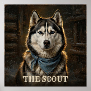 Poster O Scout Siberian Husky Vintage Western Pet Portr