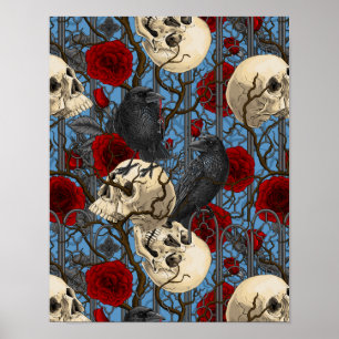 Poster O segredo do Raven. Ilustração gótica escura e san