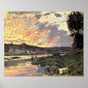 Pôster O Seine em Bougival na noite (1870)