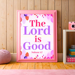 Poster O Senhor é bom Arte de Parede Menina Cristã Boho