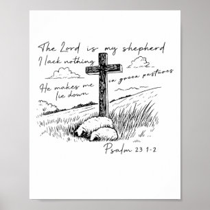 Poster O Senhor É Meu Pastor Salmo 23 Cruz Prado 