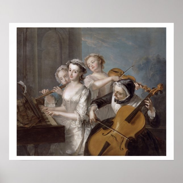 Pôster O sentido da audição, c.1744-7 (óleo na canvas) (Frente)