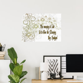 Poster O Significado da Vida: Dourado Floral Inspiraciona
