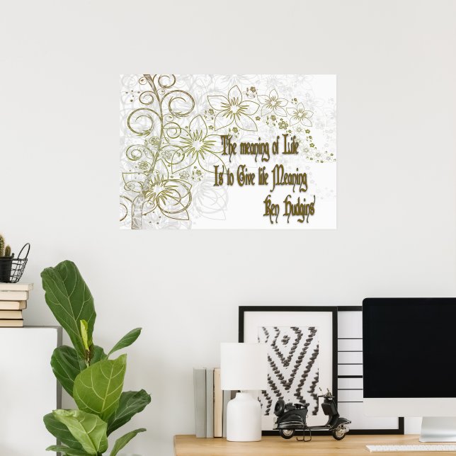 Poster O Significado da Vida: Dourado Floral Inspiraciona (Escritório em casa)