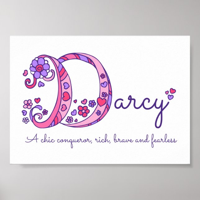Pôster O significado do nome Darcy inicial D na arte do d (Frente)