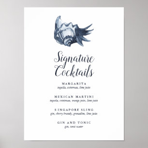 Poster O sinal azul do menu do cocktail da assinatura do