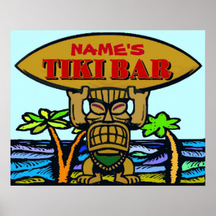 Poster O sinal do bar de Tiki, adiciona o nome