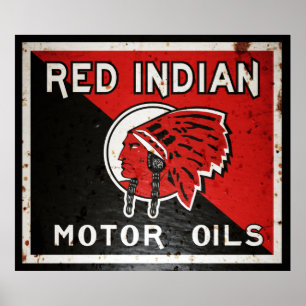 Poster O sinal indiano vermelho do vintage do óleo de