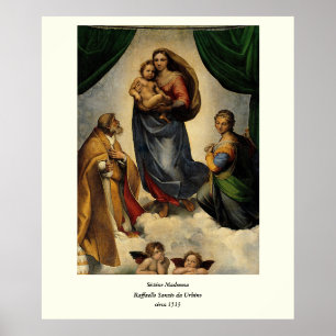 Pôster O "Sistine clássico Madonna" de Raphael (cerca de