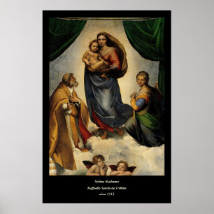 Pôster O "Sistine clássico Madonna" de Raphael (cerca de