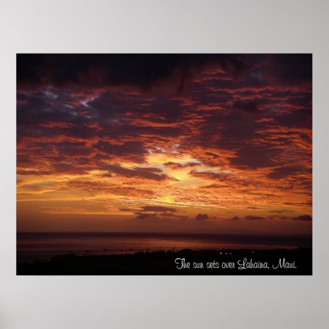 Poster O Sol Se Coloca Sobre Lahaina, Maui (Frente)