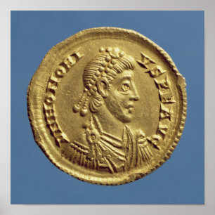 Pôster O Solidus de Honorius drapeja, cuirassed