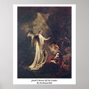 Pôster O sonho de Jacob da escada por Ferdinand Bol