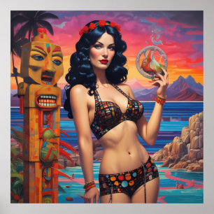 Poster O Sonho de praia do Tiki - Ken Gage Art