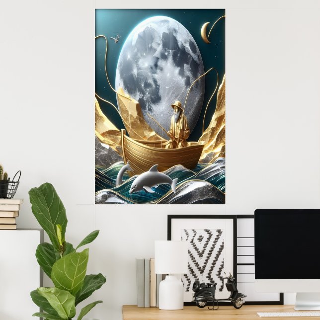 Poster O Sonho do Pescador Lua (Escritório em casa)