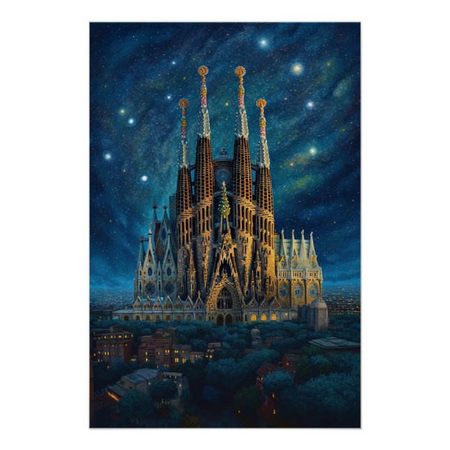 Pôster O Sonho Estrelado de Gaudi | Barcelona Sagrada Fam (Frente)