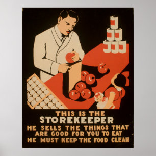Poster O Storekeeper Deve Manter A Comida Limpa A Vintage