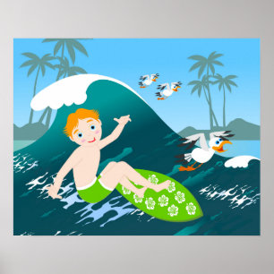 Poster O surfista do menino tem uma festa de aniversário