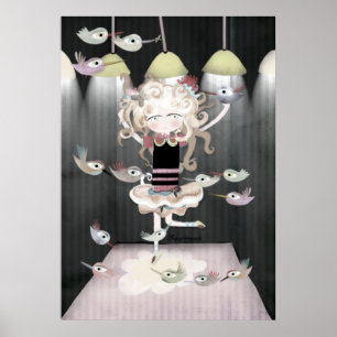 Pôster O suspense de filme Os Pássaros de Alfred Hitchcoc