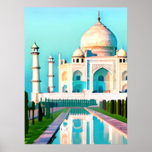 Poster O Taj Mahal sob um céu amanhecer