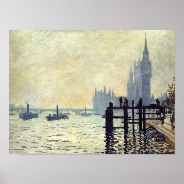 Pôster O Tâmisa por baixo de Westminster - Claude Monet (Frente)