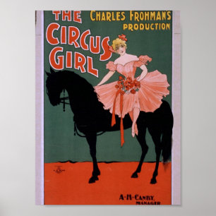 Poster O teatro do vintage da menina do circo