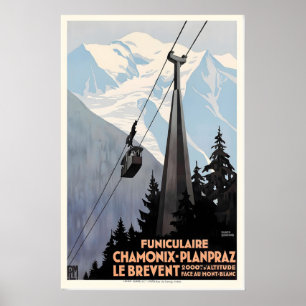 Poster O Teleférico Brevent Chamonix Mont-Blanc França