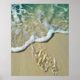 Poster O tempo cura todas as feridas - pegadas na areia