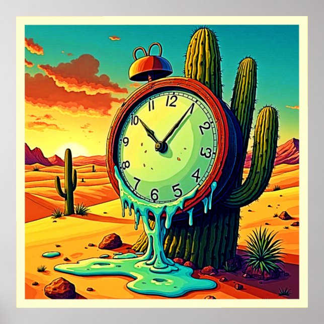 Poster O Tempo Do Deserto Derrete O Relógio (Frente)
