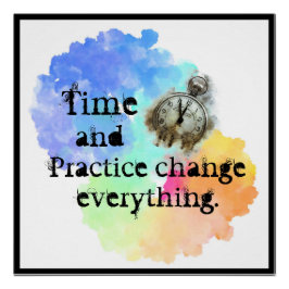 Pôster O tempo e a prática mudam tudo na nuvem do arco-ír