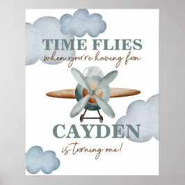 Poster O Tempo Voa Avião Aniversário