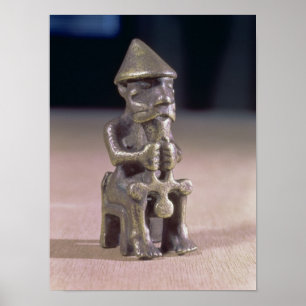 Pôster O Thor com um martelo, estatueta encontrou em