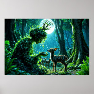Poster O toque gentil da mãe natureza em um filhote de ce