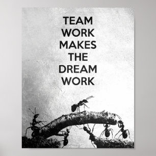 Poster O Trabalho em equipe De Cotação De Êxito Faz O