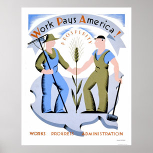 Pôster O trabalho paga América WPA 1939