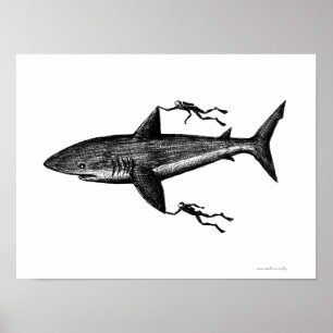 Poster O tubarão e os mergulhadores de Megalodon