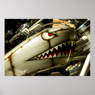 Pôster O tubarão. Tanque de gás pintado costume de Harl