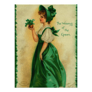 Pôster "O Uso do Verde" cartão antigo, 1907