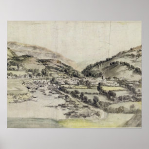 Pôster O vale de Llangollen (w/c no papel)
