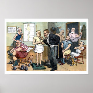 Pôster O velho Dr. Roosevelt, 1907, vintage cartoon polít