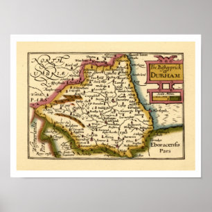 Poster O velho mapa de Durham County England