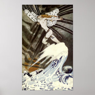 Pôster O vento norte que obtem cansado sobre o mar