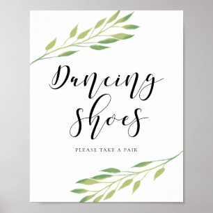Poster O verde de dança da aguarela dos calçados deixa